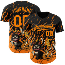 Load image into Gallery viewer, Custom Black Bay Orange 3D Halloween Pumpkin Scary Doodle Party Costume Ideas Authentic Baseball Jersey
