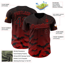 Load image into Gallery viewer, Custom Black Red 3D Halloween Spider Net Bats Party Costume Ideas Authentic Baseball Jersey
