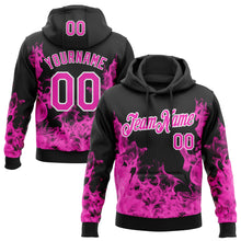 Загрузить изображение в средство просмотра галереи, Custom Stitched Black Deep Pink-White 3D Pattern Design Flame Sports Pullover Sweatshirt Hoodie
