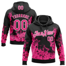 Загрузить изображение в средство просмотра галереи, Custom Stitched Black Hot Pink-White 3D Pattern Design Flame Sports Pullover Sweatshirt Hoodie
