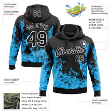 Загрузить изображение в средство просмотра галереи, Custom Stitched Black Blue-White 3D Pattern Design Flame Sports Pullover Sweatshirt Hoodie
