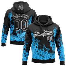 Загрузить изображение в средство просмотра галереи, Custom Stitched Black Blue-White 3D Pattern Design Flame Sports Pullover Sweatshirt Hoodie
