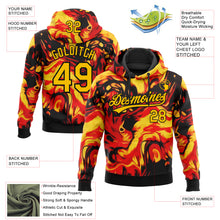 Загрузить изображение в средство просмотра галереи, Custom Stitched Black Gold-Red 3D Pattern Design Flame Sports Pullover Sweatshirt Hoodie
