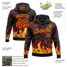 Загрузить изображение в средство просмотра галереи, Custom Stitched Black Red-Yellow 3D Pattern Design Flame Sports Pullover Sweatshirt Hoodie
