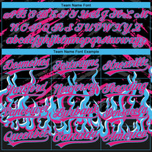 Load image into Gallery viewer, Custom Stitched Black Hot Pink-Sky Blue 3D Pattern Design Flame Sports Pullover Sweatshirt Hoodie
