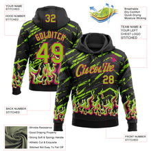 Загрузить изображение в средство просмотра галереи, Custom Stitched Black Neon Green Hot Pink-White 3D Pattern Design Flame Sports Pullover Sweatshirt Hoodie
