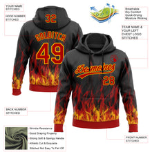 Загрузить изображение в средство просмотра галереи, Custom Stitched Black Red-Gold 3D Pattern Design Flame Sports Pullover Sweatshirt Hoodie
