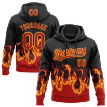 Загрузить изображение в средство просмотра галереи, Custom Stitched Black Red-Yellow 3D Pattern Design Flame Sports Pullover Sweatshirt Hoodie
