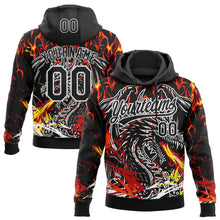 Загрузить изображение в средство просмотра галереи, Custom Stitched Black Red Yellow-White 3D Pattern Design Flame Dragon Sports Pullover Sweatshirt Hoodie
