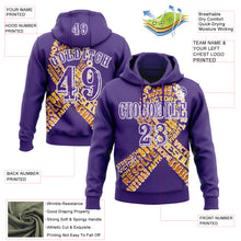 Load image into Gallery viewer, Custom Purple White 3D Appendix Cancer World Cancer Day Ribbon Support Sports Pullover Sweatshirt Hoodie
