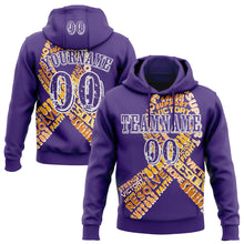 Load image into Gallery viewer, Custom Purple White 3D Appendix Cancer World Cancer Day Ribbon Support Sports Pullover Sweatshirt Hoodie
