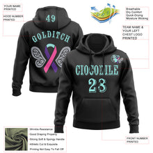 Load image into Gallery viewer, Custom Black Ice Blue 3D Thyroid Cancer World Cancer Day Ribbon Support Sports Pullover Sweatshirt Hoodie
