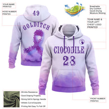 Load image into Gallery viewer, Custom Purple White 3D Pancreatic Cancer World Cancer Day Ribbon Support Sports Pullover Sweatshirt Hoodie
