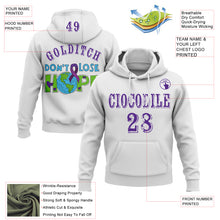 Load image into Gallery viewer, Custom White Purple 3D Pancreatic Cancer World Cancer Day Ribbon Support Sports Pullover Sweatshirt Hoodie
