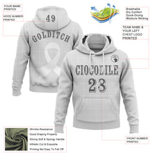 Load image into Gallery viewer, Custom Gray Steel Gray-White 3D Lung Cancer World Cancer Day Ribbon Support Sports Pullover Sweatshirt Hoodie
