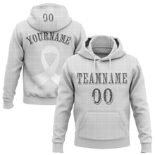 Load image into Gallery viewer, Custom Gray Steel Gray-White 3D Lung Cancer World Cancer Day Ribbon Support Sports Pullover Sweatshirt Hoodie
