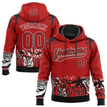 Load image into Gallery viewer, Custom Stitched Red Black-White 3D Graffiti Splash Street Art Sports Pullover Sweatshirt Hoodie
