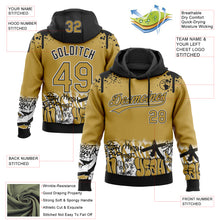 Load image into Gallery viewer, Custom Stitched Old Gold Black-White 3D Graffiti Splash Street Art Sports Pullover Sweatshirt Hoodie
