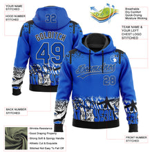 Load image into Gallery viewer, Custom Stitched Thunder Blue Black-White 3D Graffiti Splash Street Art Sports Pullover Sweatshirt Hoodie

