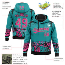Load image into Gallery viewer, Custom Stitched Teal Pink Black-White 3D Graffiti Splash Street Art Sports Pullover Sweatshirt Hoodie
