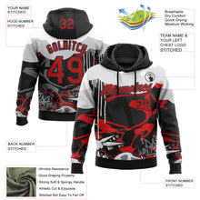 Load image into Gallery viewer, Custom Stitched Black Red Gray-White 3D Graffiti Splash Street Art Sports Pullover Sweatshirt Hoodie
