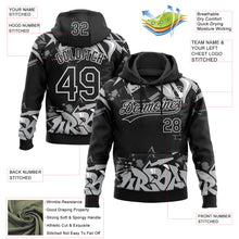 Load image into Gallery viewer, Custom Stitched Black Gray-White 3D Graffiti Splash Street Art Sports Pullover Sweatshirt Hoodie
