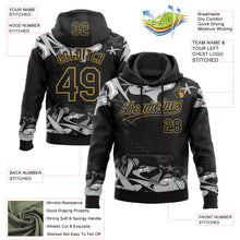 Load image into Gallery viewer, Custom Stitched Black Gray Old Gold-White 3D Graffiti Splash Street Art Sports Pullover Sweatshirt Hoodie
