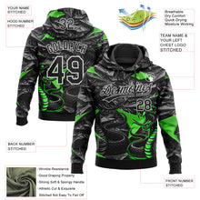 Load image into Gallery viewer, Custom Stitched Black Gray Green-White 3D Pattern Design Animal Snake Sports Pullover Sweatshirt Hoodie
