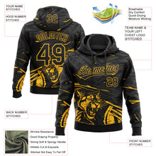 Load image into Gallery viewer, Custom Stitched Black Gold-Gray 3D Pattern Design Animal Tiger Sports Pullover Sweatshirt Hoodie
