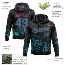 Load image into Gallery viewer, Custom Stitched Black Teal-Pink 3D Pattern Design Animal Tiger Sports Pullover Sweatshirt Hoodie
