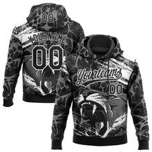 Load image into Gallery viewer, Custom Stitched Black Gray-White 3D Pattern Design Animal Tiger Sports Pullover Sweatshirt Hoodie
