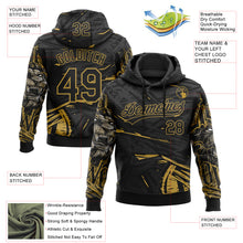 Load image into Gallery viewer, Custom Stitched Black Gray-Old Gold 3D Pattern Design Animal Lion Sports Pullover Sweatshirt Hoodie
