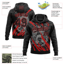 Load image into Gallery viewer, Custom Stitched Black Red Gray-White 3D Pattern Design Animal Pitbull Dog Sports Pullover Sweatshirt Hoodie
