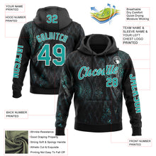Laden Sie das Bild in den Galerie-Viewer, Custom Black Aqua-White 3D Pattern Design Ethnic Tribal Sportswear Pullover Sweatshirt Hoodie
