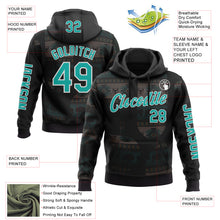 Laden Sie das Bild in den Galerie-Viewer, Custom Black Aqua-White 3D Pattern Design Ethnic Tribal Sportswear Pullover Sweatshirt Hoodie

