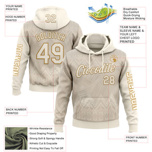 Custom Cream Old Gold 3D Pattern Design Ethnic Tribal Sportswear Pullover Sweatshirt Hoodie