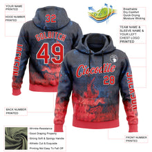 Загрузить изображение в средство просмотра галереи, Custom Navy Fire Red-White 3D Pattern Design Ethnic Tribal Sportswear Pullover Sweatshirt Hoodie
