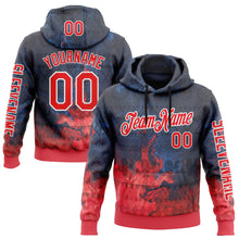 Загрузить изображение в средство просмотра галереи, Custom Navy Fire Red-White 3D Pattern Design Ethnic Tribal Sportswear Pullover Sweatshirt Hoodie
