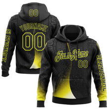 Load image into Gallery viewer, Custom Black Neon Yellow 3D Pattern Design Ethnic Tribal Sportswear Pullover Sweatshirt Hoodie
