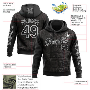 Custom Black White 3D Pattern Design Ethnic Tribal Sportswear Pullover Sweatshirt Hoodie