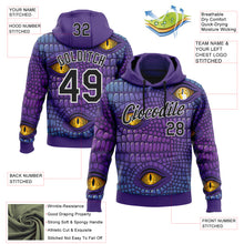 Laden Sie das Bild in den Galerie-Viewer, Custom Stitched Purple Black-White 3D Pattern Design Crocodile Skin Print Sportswear Pullover Sweatshirt Hoodie

