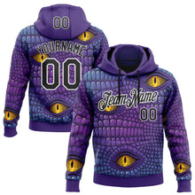 Laden Sie das Bild in den Galerie-Viewer, Custom Stitched Purple Black-White 3D Pattern Design Crocodile Skin Print Sportswear Pullover Sweatshirt Hoodie

