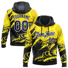 Load image into Gallery viewer, Custom Stitched Yellow Navy Black-White 3D Pattern Design Snake Skin Print Sportswear Pullover Sweatshirt Hoodie

