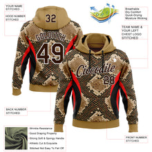 Charger l&#39;image dans la galerie, Custom Stitched Old Gold Brown Black Red-White 3D Pattern Design Snake Skin Print Sportswear Pullover Sweatshirt Hoodie
