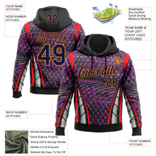 Laden Sie das Bild in den Galerie-Viewer, Custom Stitched Purple Navy Black Red Bay Orange-White 3D Pattern Design Snake Skin Print Sportswear Pullover Sweatshirt Hoodie
