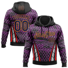 Laden Sie das Bild in den Galerie-Viewer, Custom Stitched Purple Navy Black Red Bay Orange-White 3D Pattern Design Snake Skin Print Sportswear Pullover Sweatshirt Hoodie
