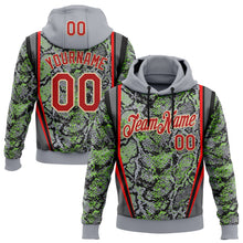 Загрузить изображение в средство просмотра галереи, Custom Stitched Gray Red Green Black-Cream 3D Pattern Design Snake Skin Print Sportswear Pullover Sweatshirt Hoodie
