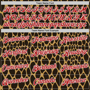 Custom Stitched Old Gold Red Brown-White 3D Pattern Design Snake Skin Print Sportswear Pullover Sweatshirt Hoodie