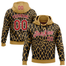 Charger l&#39;image dans la galerie, Custom Stitched Old Gold Red Brown-White 3D Pattern Design Snake Skin Print Sportswear Pullover Sweatshirt Hoodie

