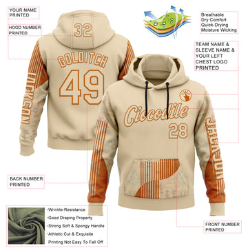 Custom City Cream Orange 3D Pattern Design Western Cowboy Tribal Ethnic Sports Pullover Sweatshirt Hoodie